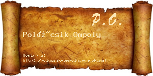Polácsik Ompoly névjegykártya